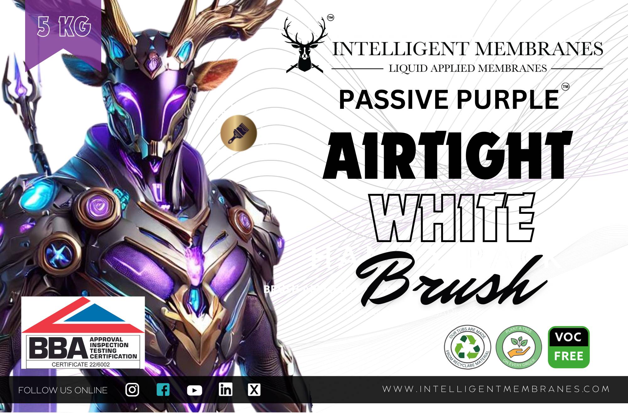 PASSIVE PURPLE - AIRTIGHT WHITE® BRUSH EDITION - Brush-applied Liquid Airtight Membrane