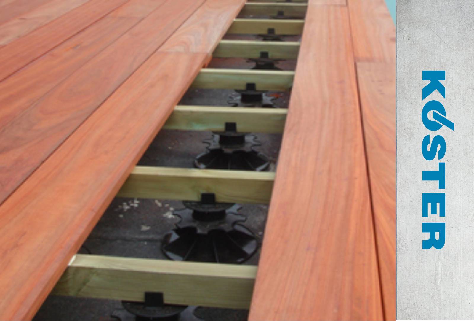 Koster Adjustable Pedestal Supports - For paving and decking over a flat roof.