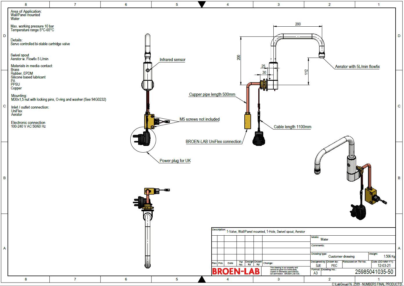 Wall Mounted Fixed Temperature Sensor Tap