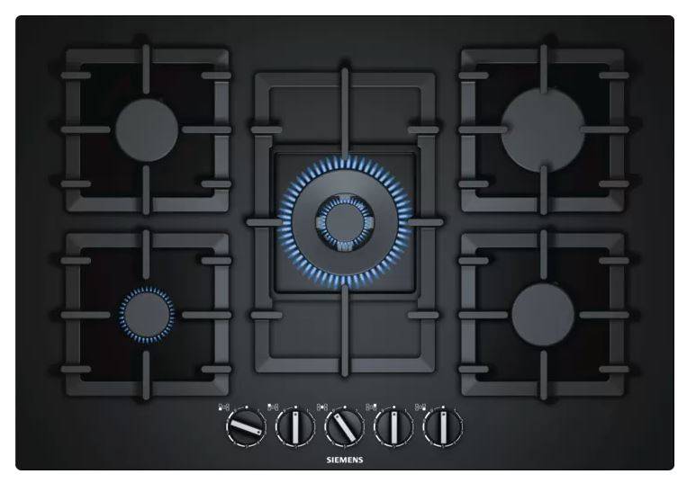 75 cm Gas Hob on Tempered Glass