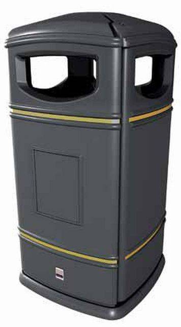Heritage Square Hooded Litter Bin, with Galvanized Liner