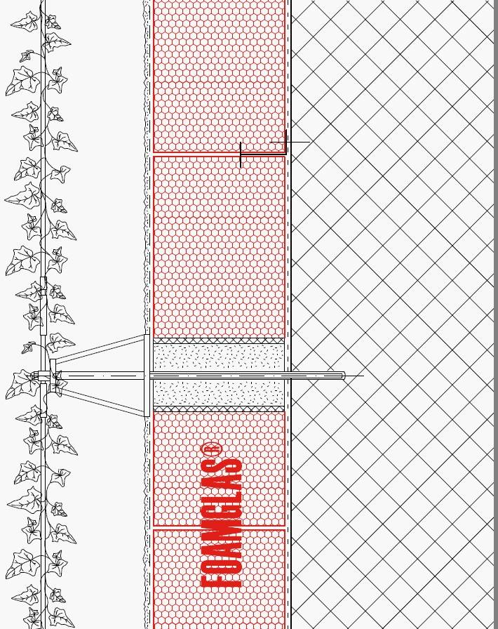 2.1.2 - Facade - Foamglas Insulation with Fixing Positions for Planting (Wire Trellis)
