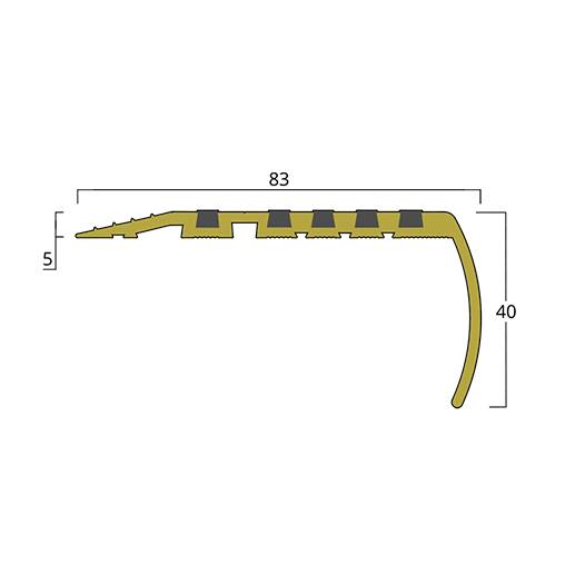 5 mm Gauge Solid Brass Stair Nosings with Carborundum Insert  - Brass Stair Nosings