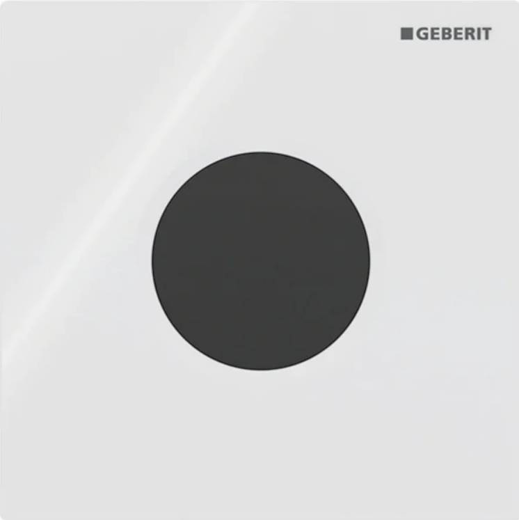 Geberit urinal flush control with electronic flush actuation, battery operation, Type 01 cover plate, round