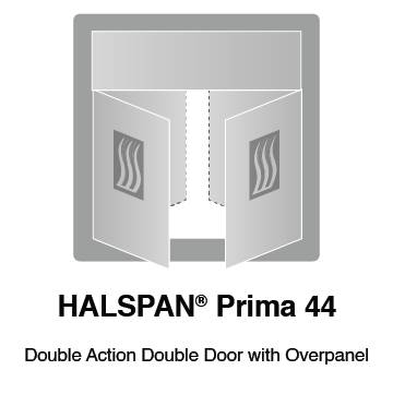 HALSPAN® Prima 44 mm Internal Fire Rated Door Blank - Double Acting Double Doors With Overpanel