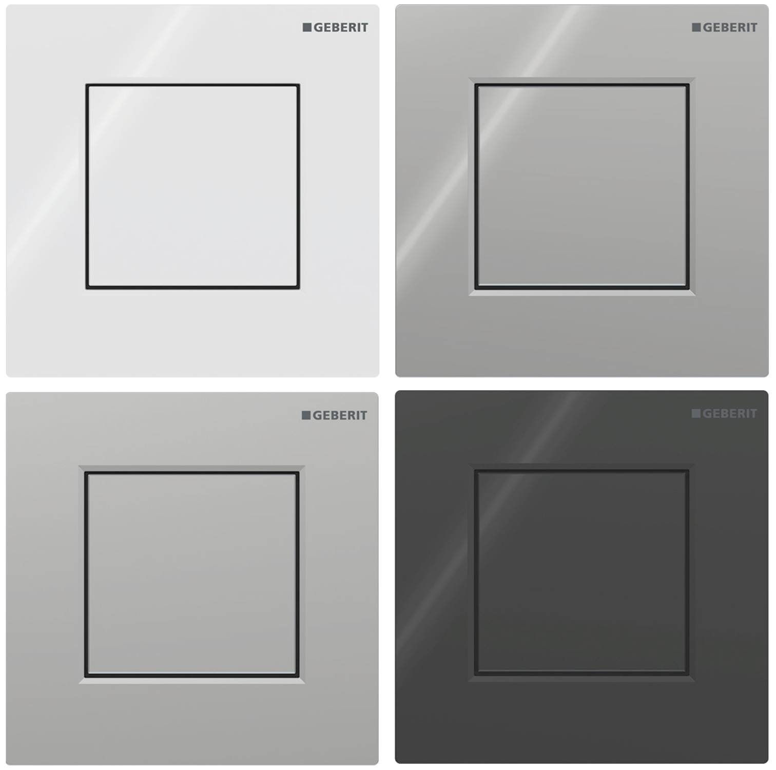 Geberit urinal flush control with pneumatic flush actuation, Type 01 flush plate, square