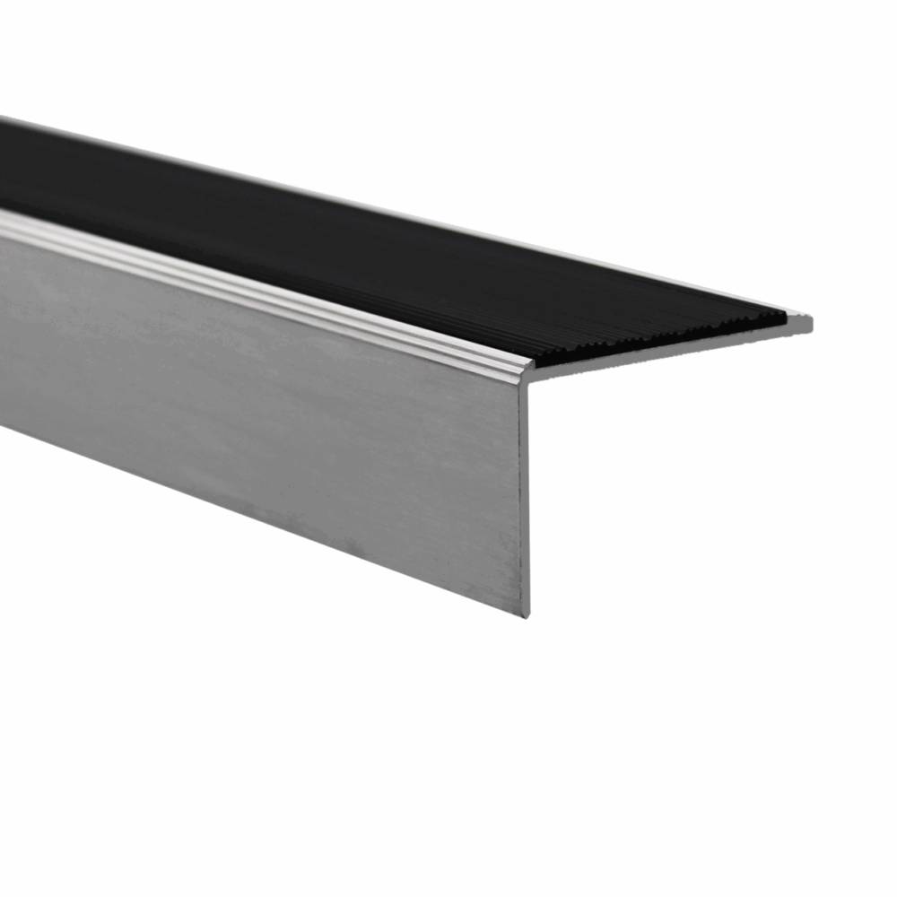 3.5 mm Gauge, 2.5 mm back edge,  Aluminium Stair Nosings with PVC, Aluminium or Markagrip Gritted Inserts - Aluminium Stair Nosings