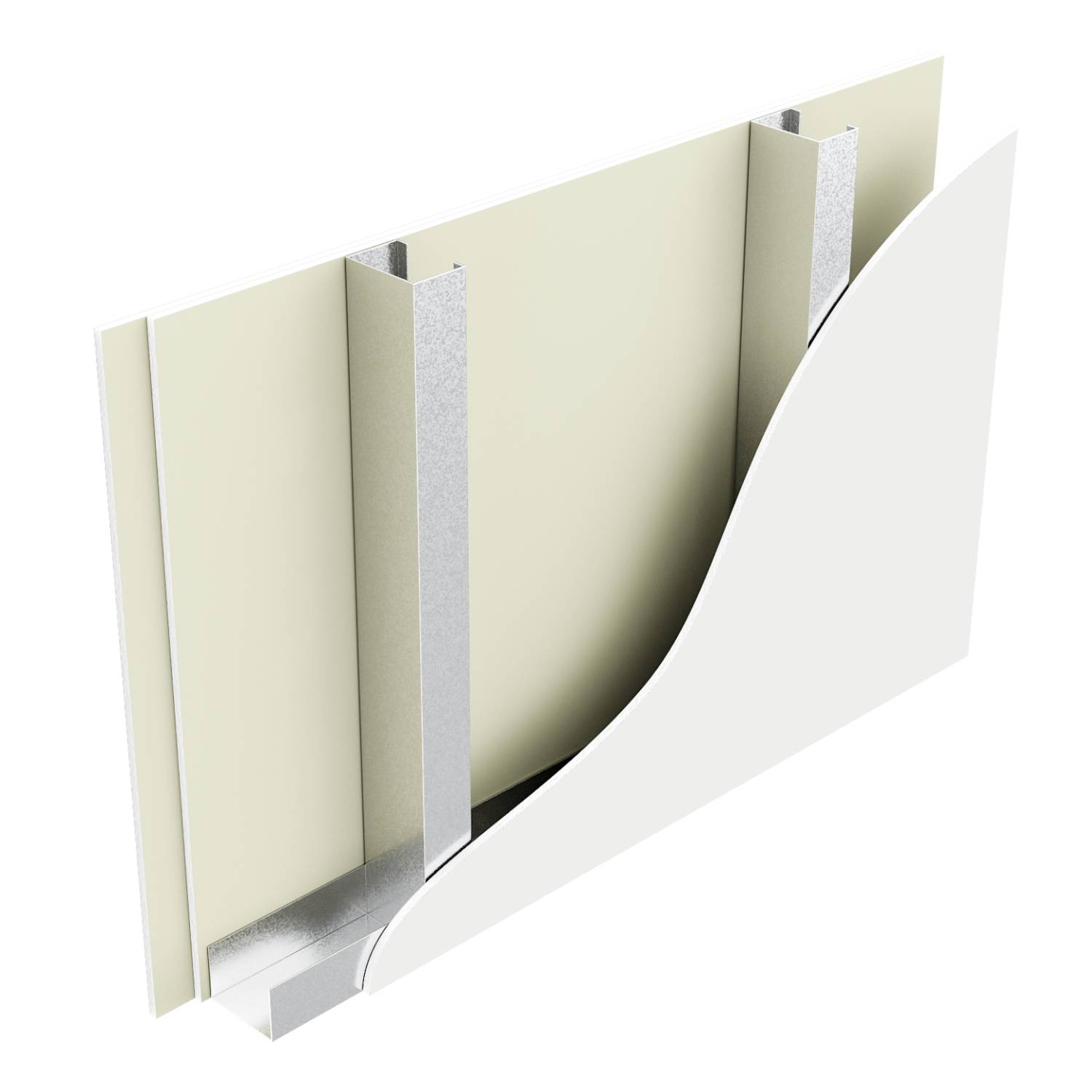 Metsec SFS infill wall with British Gypsum Glasroc X sheathing board, British Gypsum Gyproc plasterboard