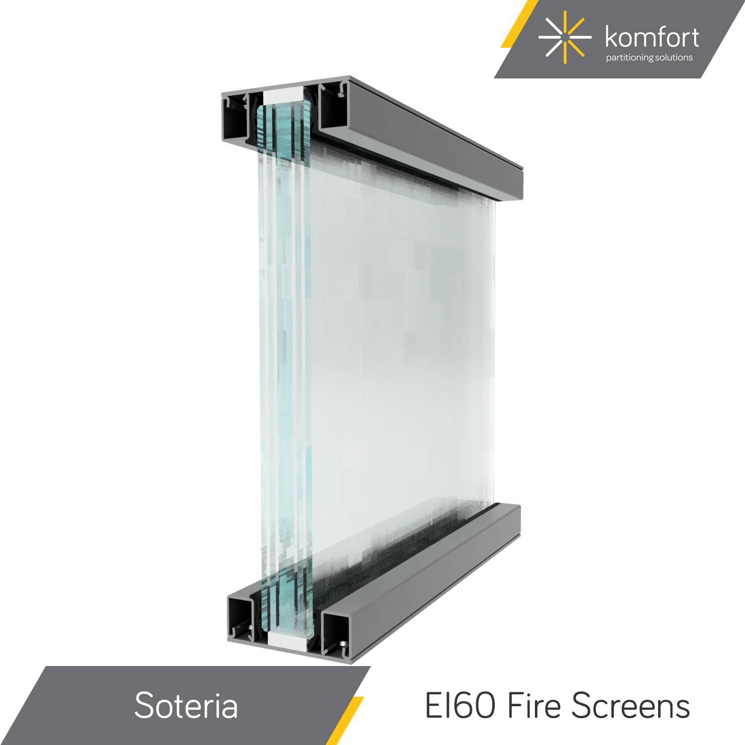 Komfort | Soteria | EI Fire Rated Slimline Frameless Partitioning Glazing and Doors - Glass Fire Screens 