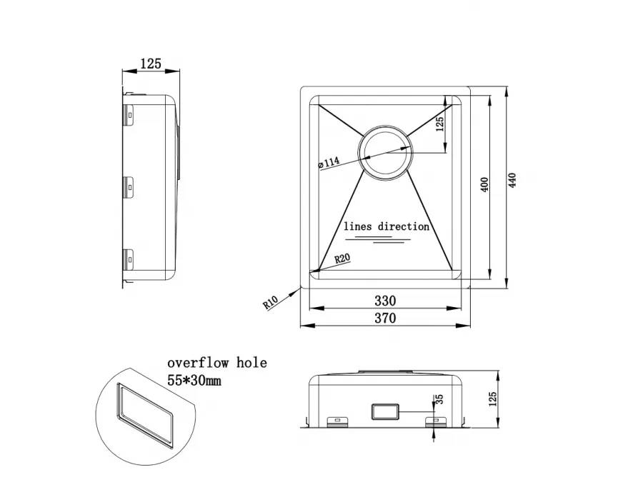 Accessible Single Bowl Kitchen Sink Granberg ErgoSteel Trendline EST-330