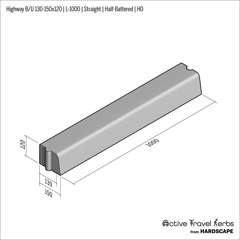 Active Travel Kerb - Highway B/U - 130–150 - Concrete Kerbs