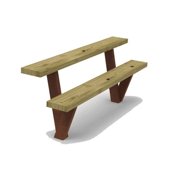 Benito Olea Wooden Park Bench - Without Backrest