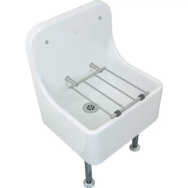 Twyford Sola Cleaner Sink, Floor-Standing, High Back, With Hinged Grating