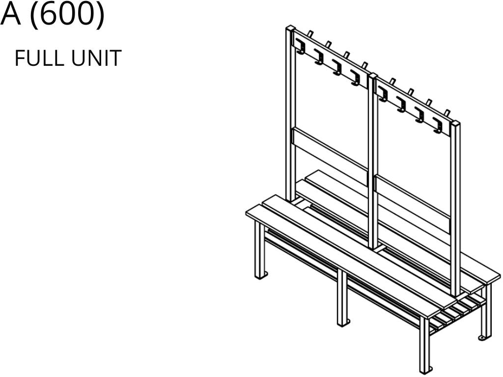 Double Island Bench Unit With Peg Rail (A Series)
