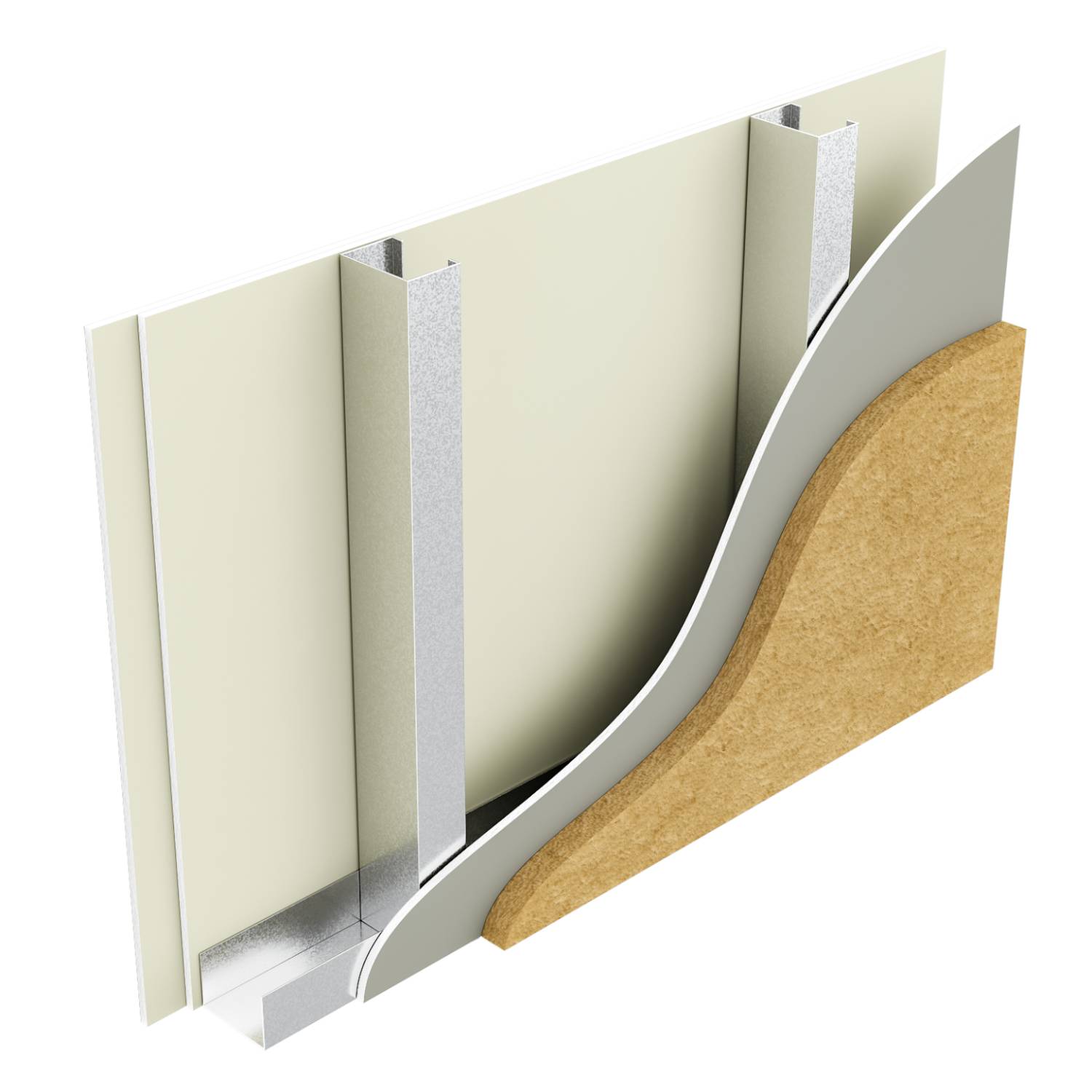 Metsec SFS infill wall with Euroform Versaroc sheathing board, Knauf plasterboard, Rockwool Duoslab insulation