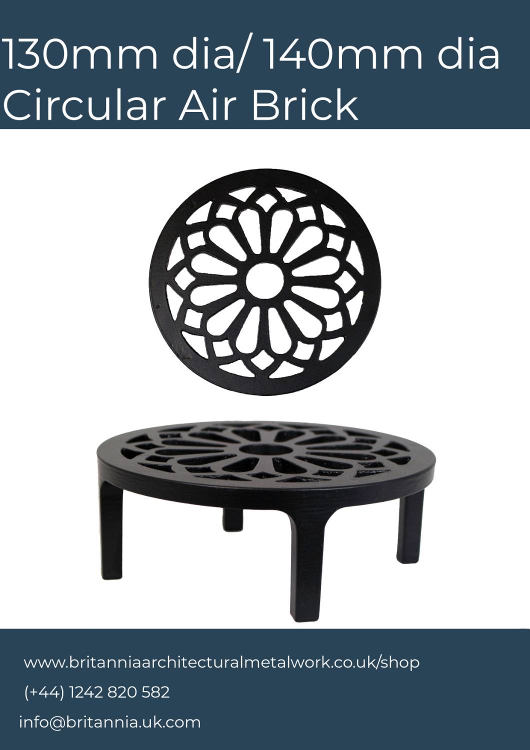 Air Bricks - Circular cast iron and aluminium. External or internal ventilation airbrick. - Cast Iron and Aluminium Air Bricks