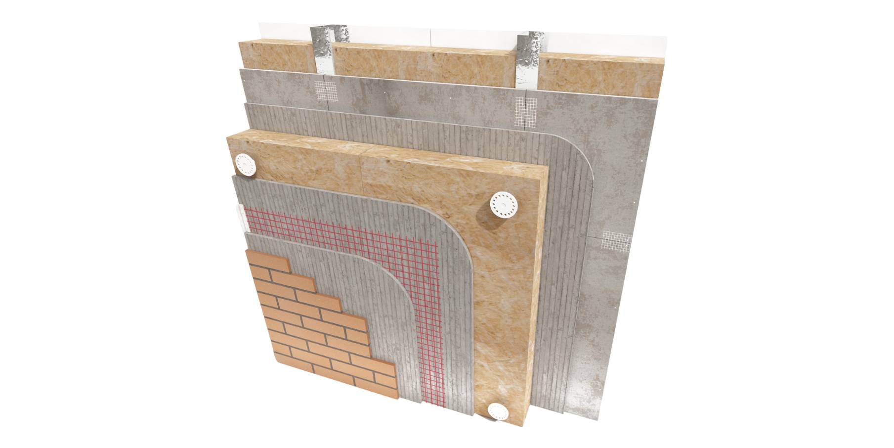 LicataTherm Steel Frame Mineral Wool Mineral Brick Slips External Wall Insulation System - Silicone Render System