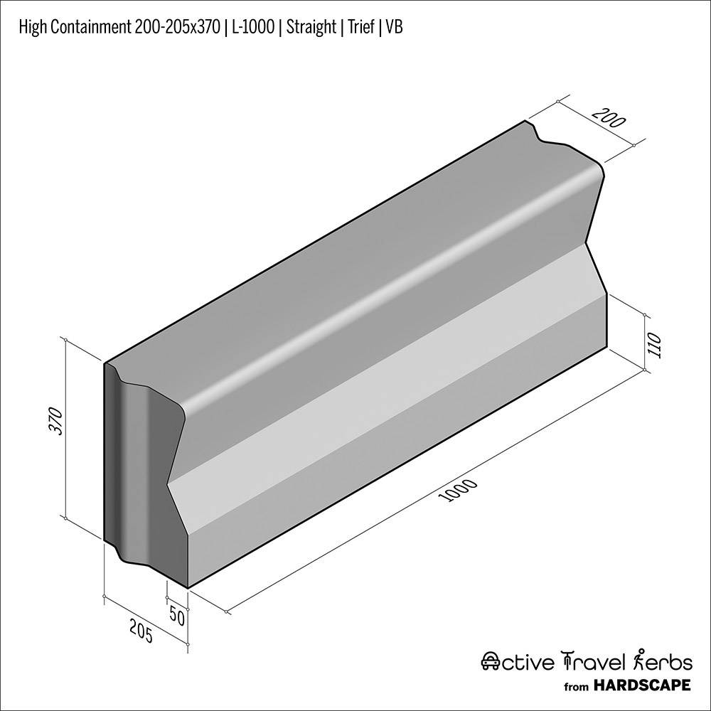 Active Travel Kerb - High Containment - Concrete Kerb