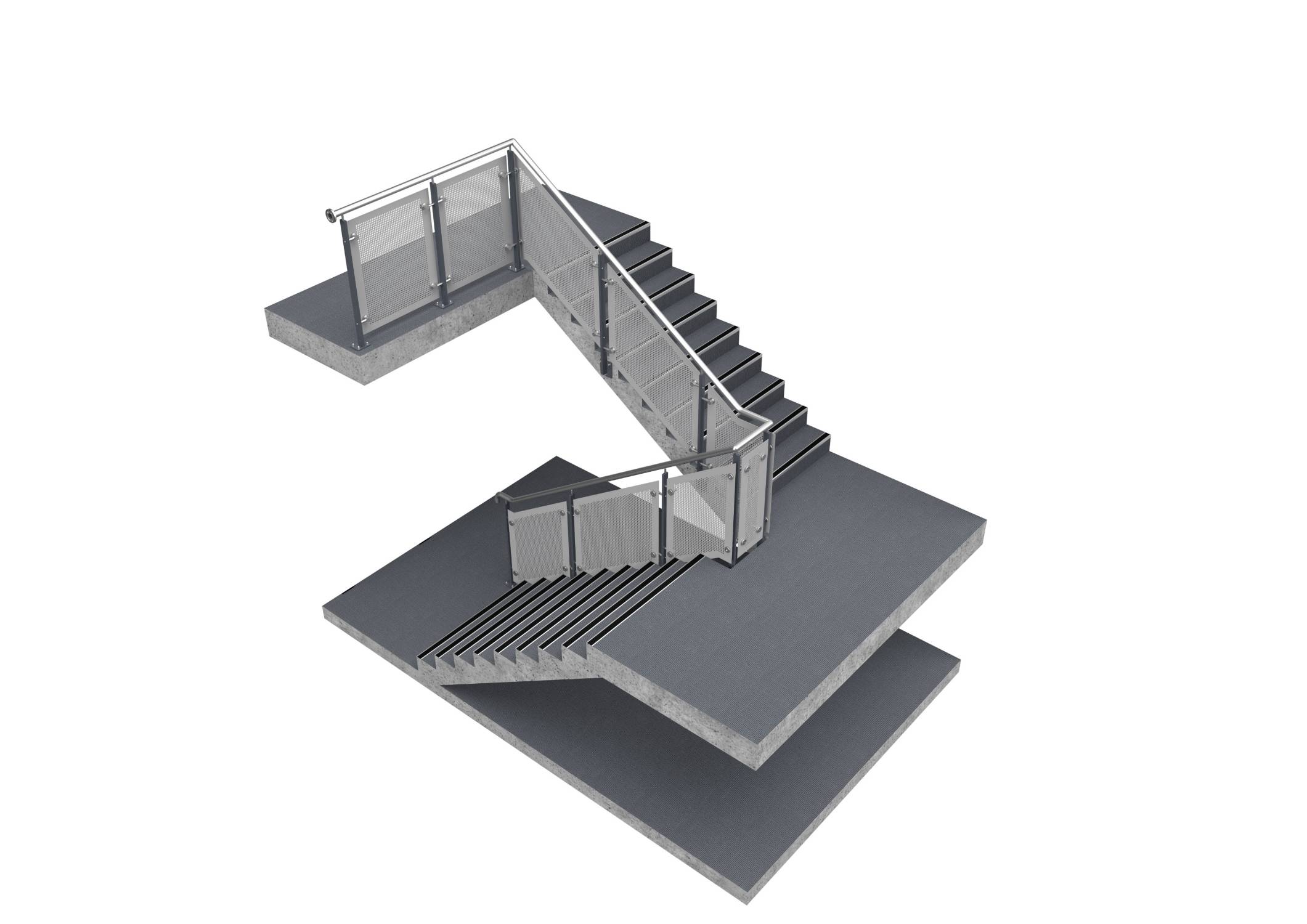 Balustrade System with Single Flat Post and Perforated Panel Infill - Mono M330/M331