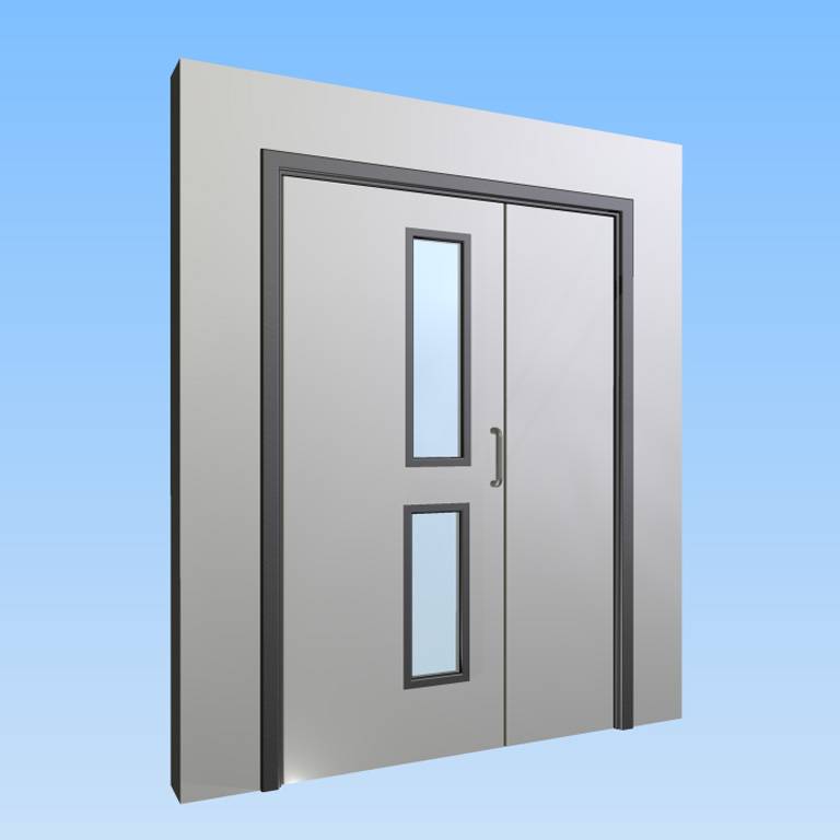 CS Acrovyn® Impact Resistant Doorset - Unequal pair&nbsp;with type VP4 Vision Panel