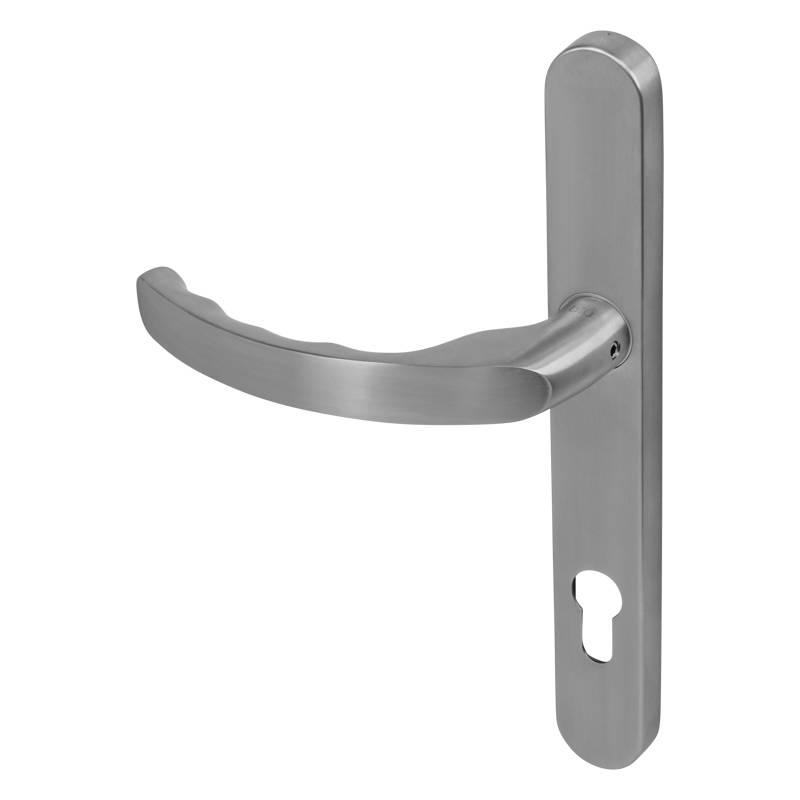 Stainless Steel  Ergonomic External Lever Door Handle on Backplate - BLU™ KM130 | Coastal Group - Stainless Steel Lever Door Handle 