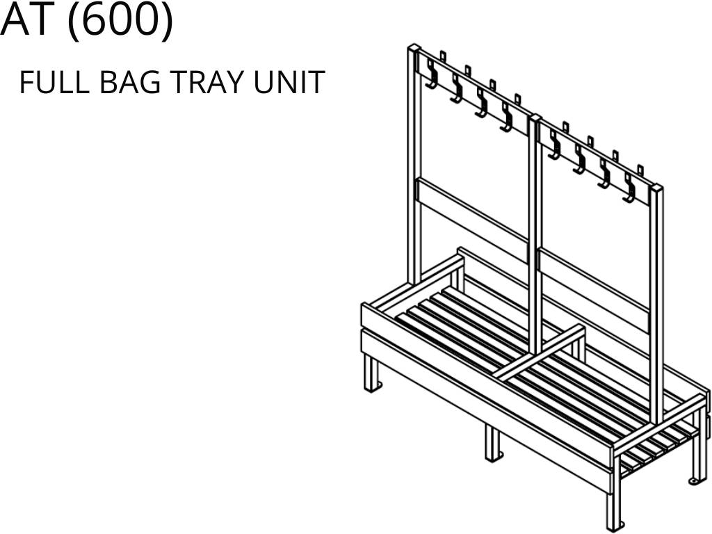 Island Bag Tray Bench Unit with Peg Rail (AT Series)