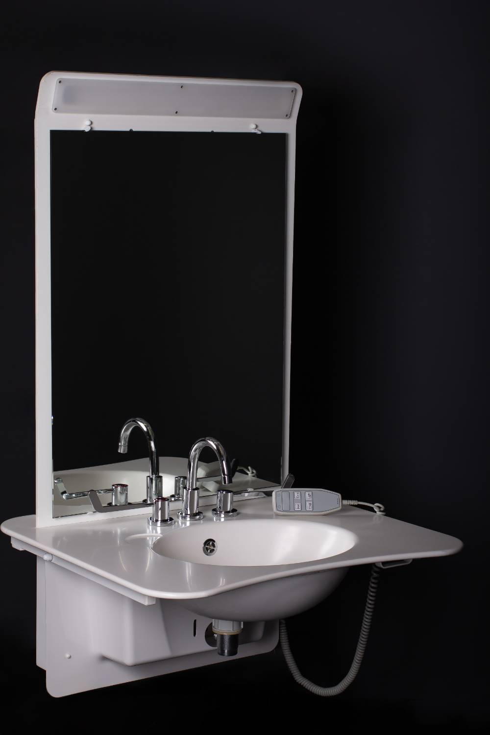 Astor ABW6/6SP Height Adjustable Washbasin with integrated mirror
