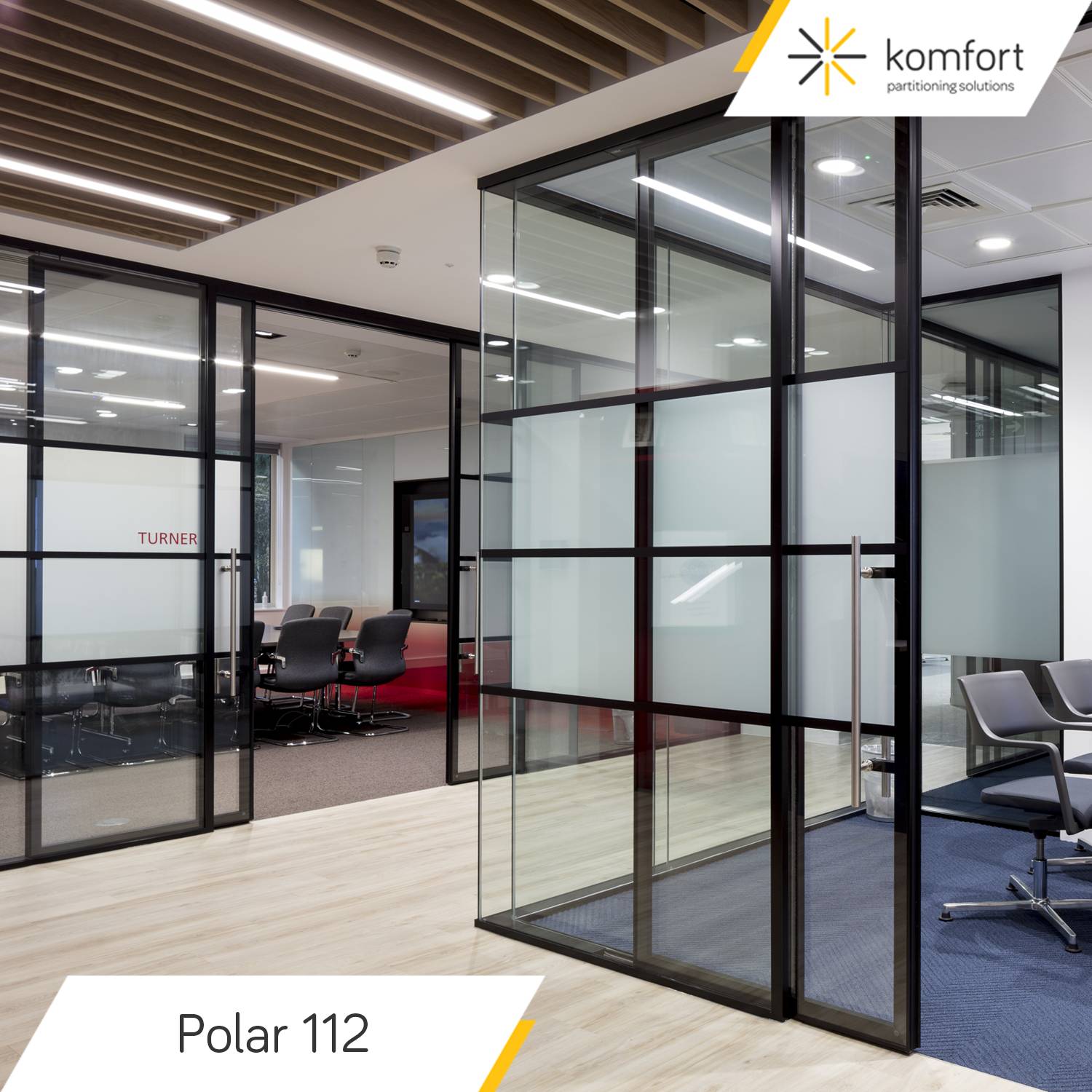 Komfort Polar 112 Double Glazed Partitioning with Pocket Sliding Sonik Door Komfort