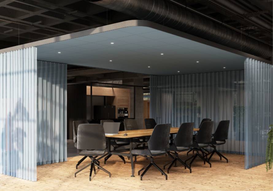 Rockfon® Hub™ - Acoustic ceiling island 