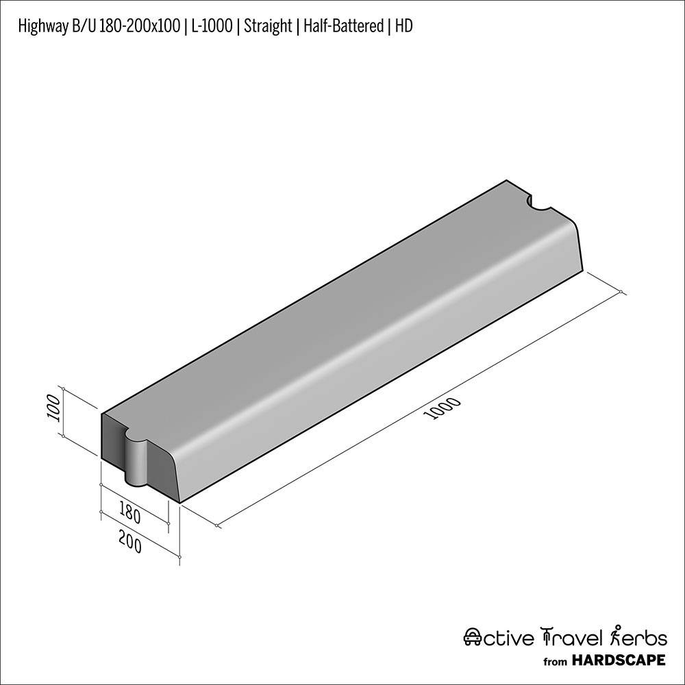 Active Travel Kerb - Highway B/U - 180-200 - Concrete Kerb