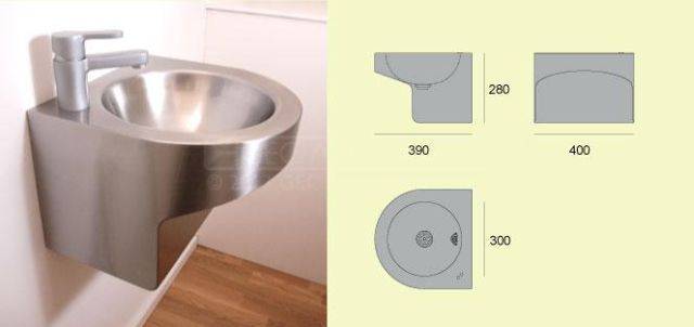 V216 Wall Hung Wash Basin - Fully Shrouded Stainless Steel Basin