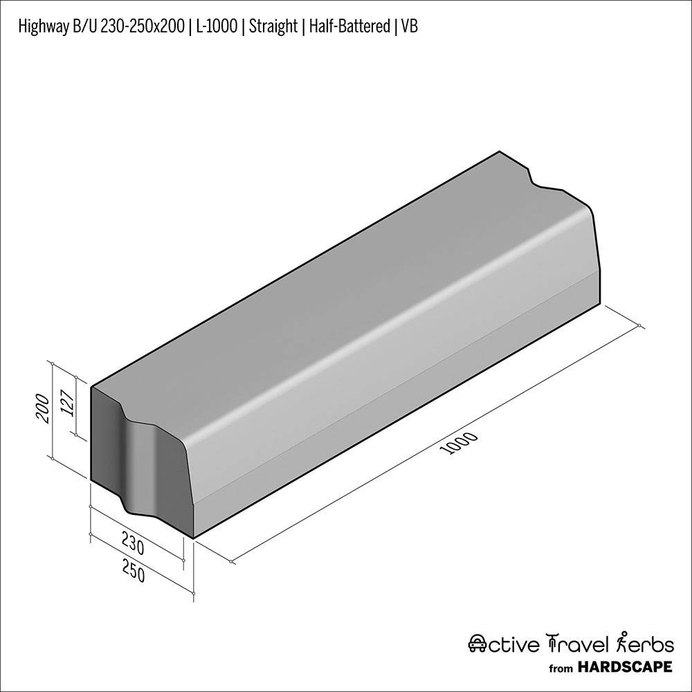 Active Travel Kerb - Highway B/U - 230-250 - Concrete Kerb