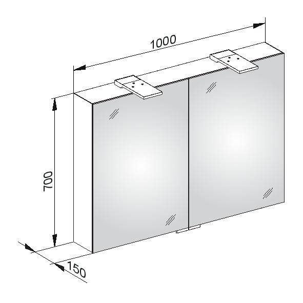 Bathroom Mirror Cabinet - (3 Door) with Lighting - Wall Mounted - ROYAL 15 - Mirror cabinet