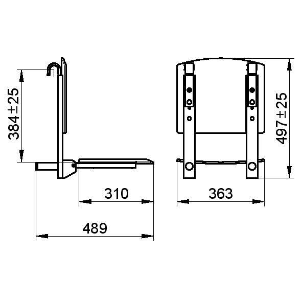 Folding Shower Seat - Removable - for Grab Bar Rail system - PLAN CARE - Shower seat