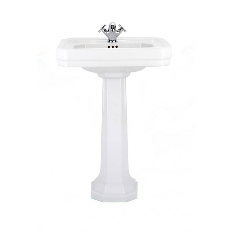 Deco One-Hole And Three-Hole Basin With Full Pedestal - Bathroom Basin and Tap