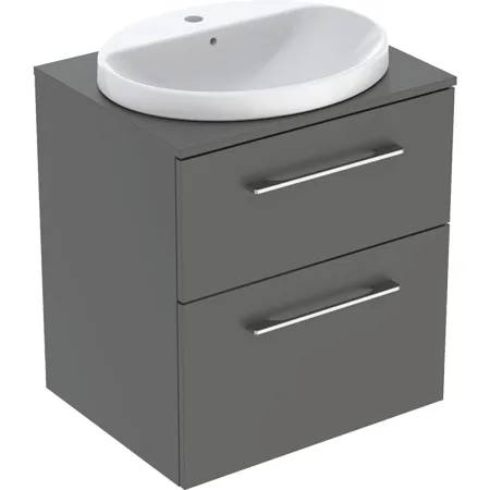 Geberit Selnova Square Set Of Countertop Washbasin With Cabinet And Washtop, Two Drawers