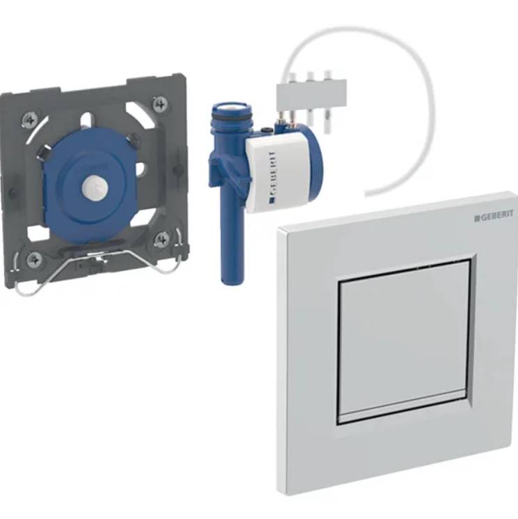 Geberit urinal flush control with pneumatic flush actuation, Type 20 (ex. Type 30) flush plate, square
