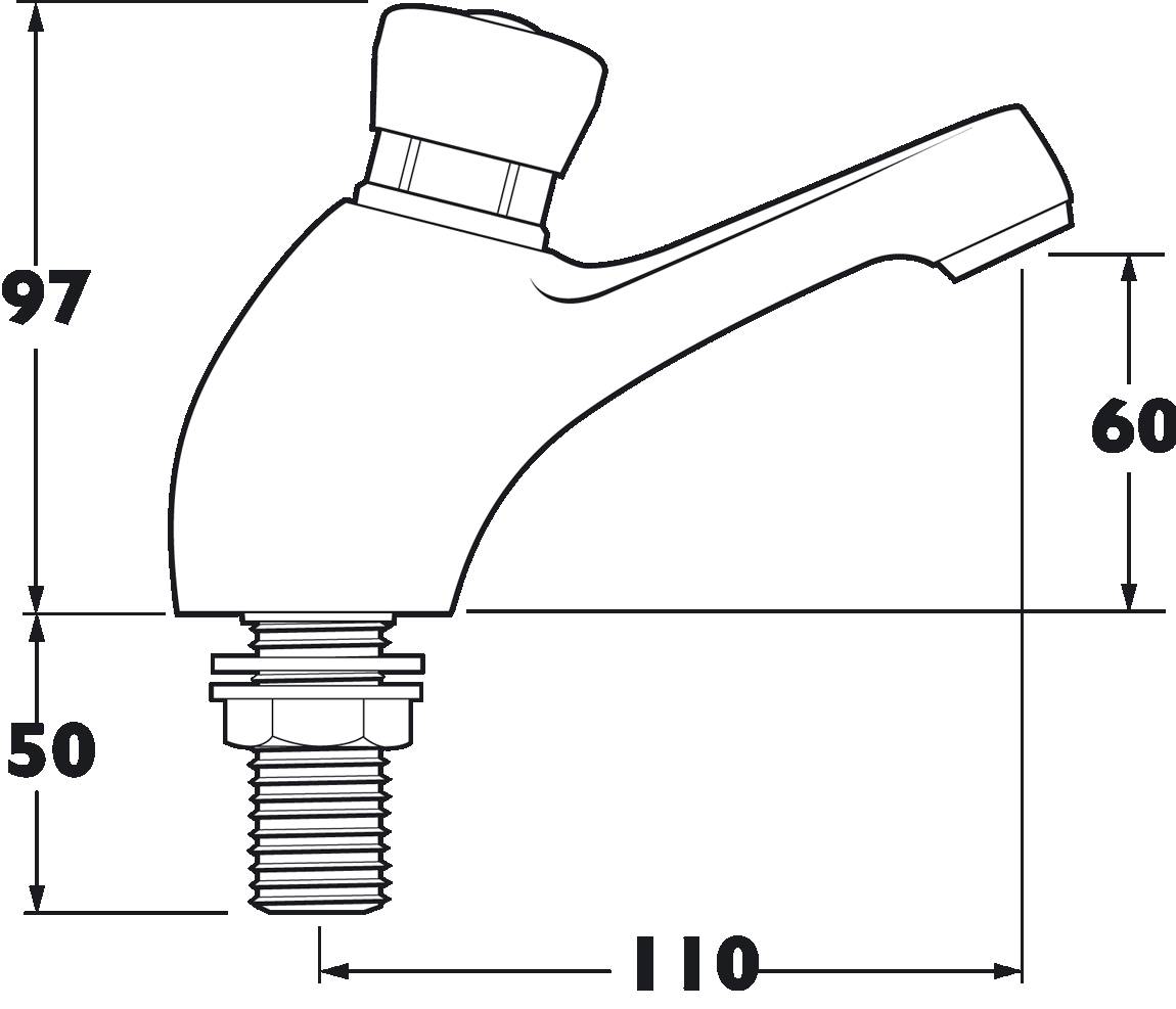 NonConcussive (Self Closing) Taps ½" Deck Mounted Tap Vantage