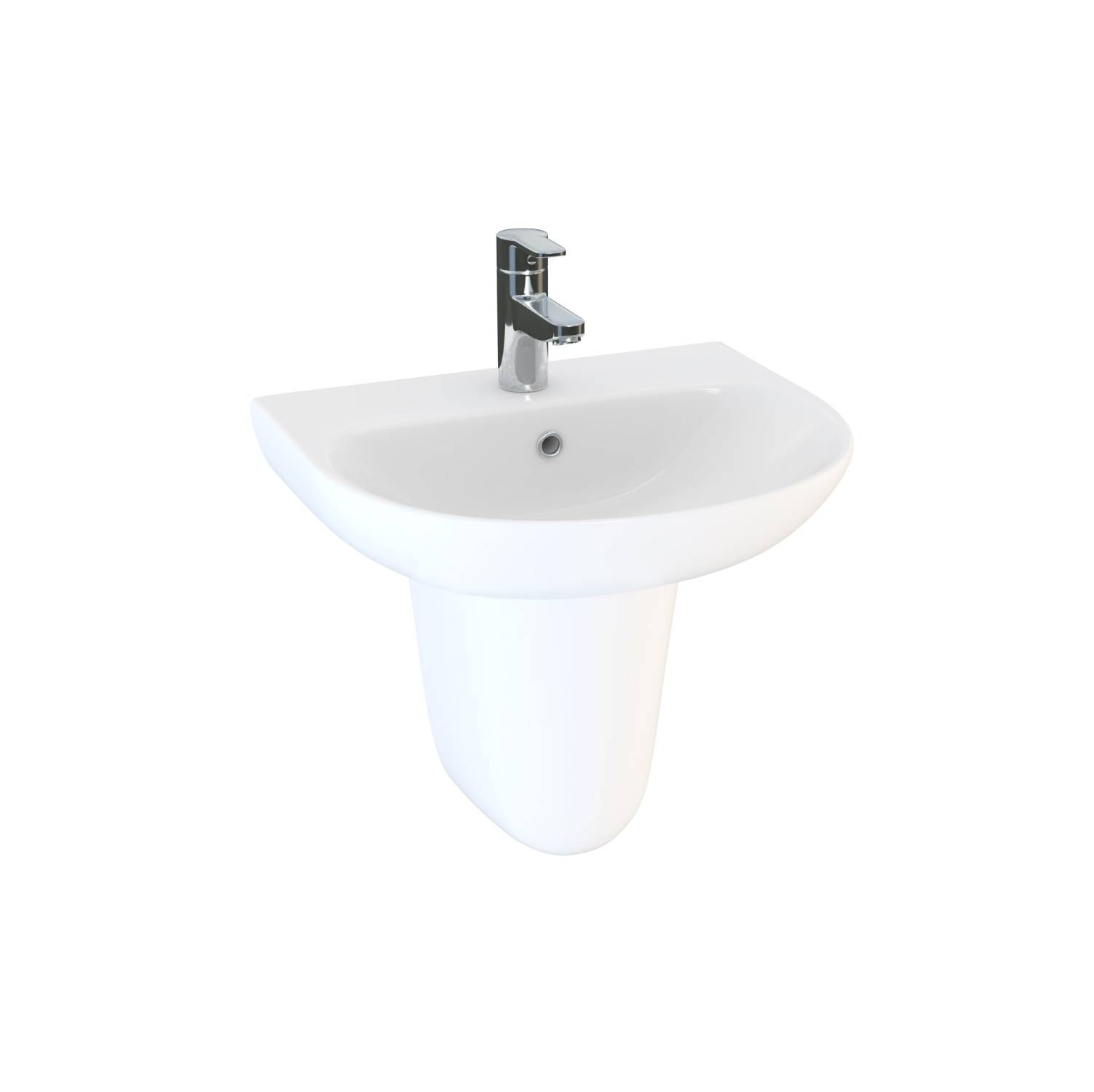 Cleo Round 45cm Washbasin 1 Tap Hole with Cleo Semi Pedestal