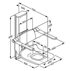 Height Adjustable PLUS Powered Shower Seat 450  - R7635