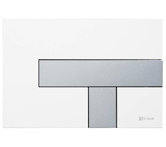 TRF0428L Multikwik Flush Plate - Telesto (White Base Plate and Matt Chrome Button Finish)