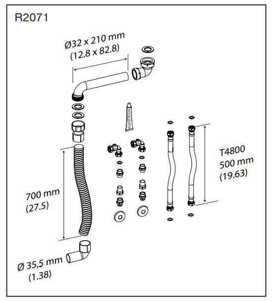 Flexible feed and waste system R2071/R2074/R2075/R2077/