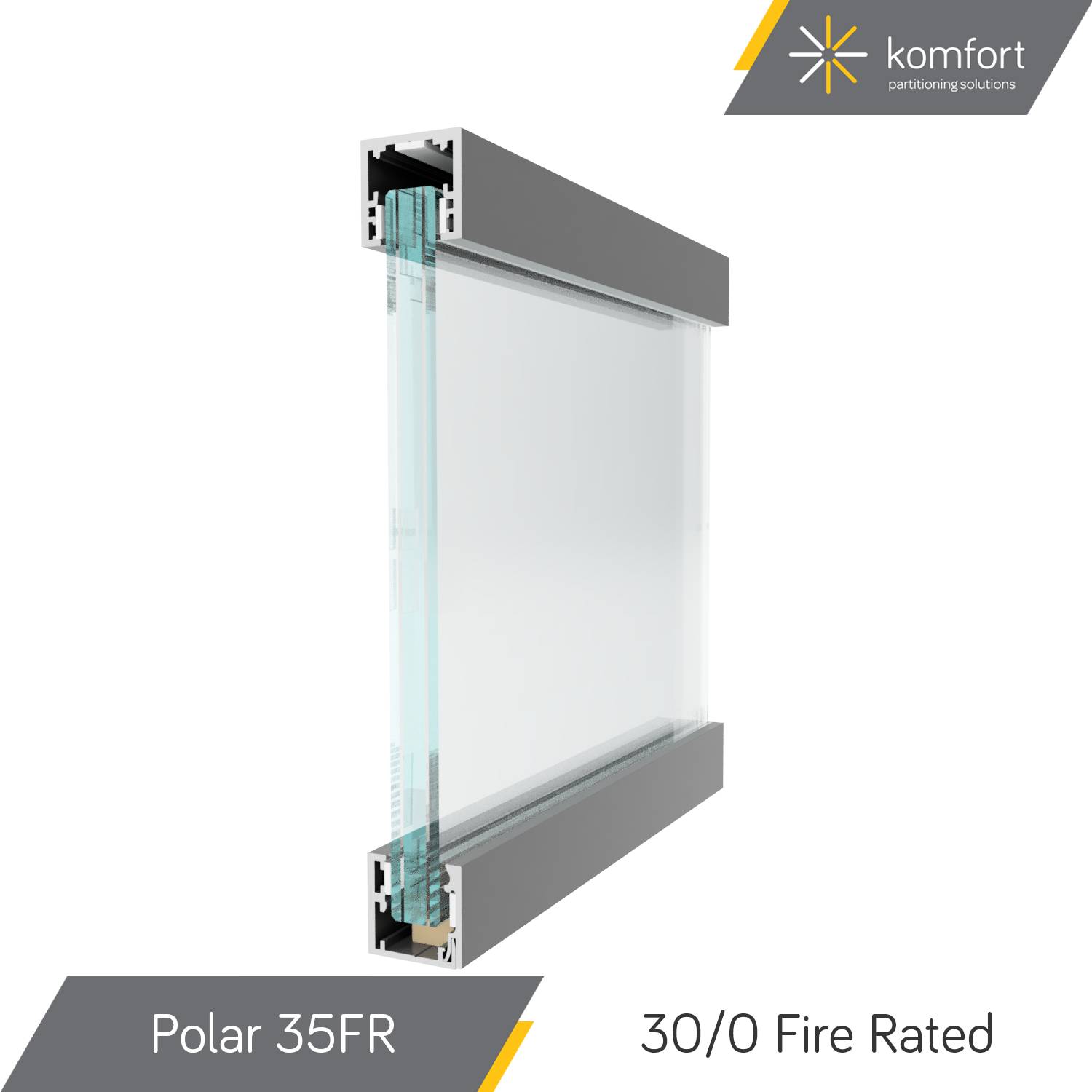 Komfort | Polar 35FR | 30/0 Fire Rated Single Glazed Partitioning  