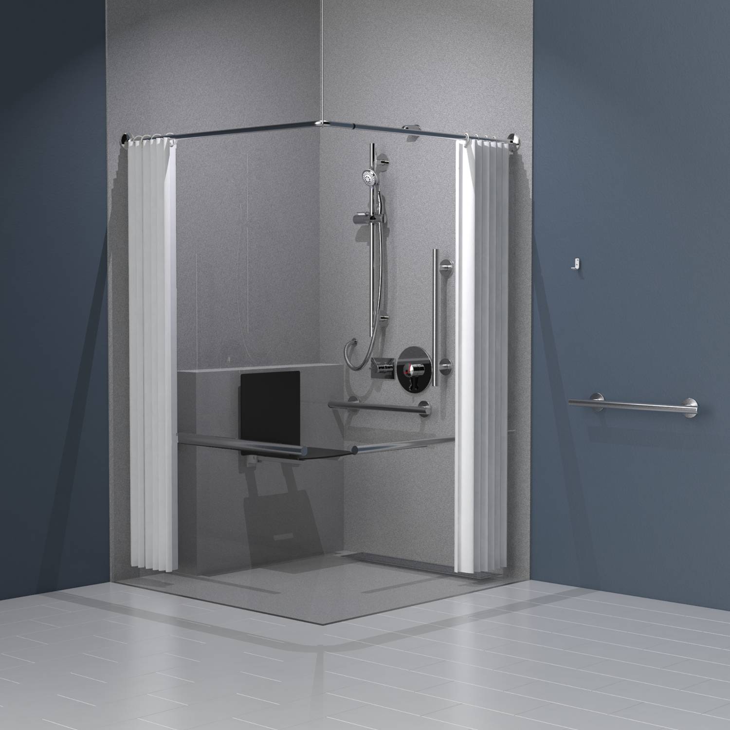 STYLE Concealed Valve Doc M Shower Pack with Stainless Steel Luxury Concealed Fixing Grab Rails and Slimline Shower Seat