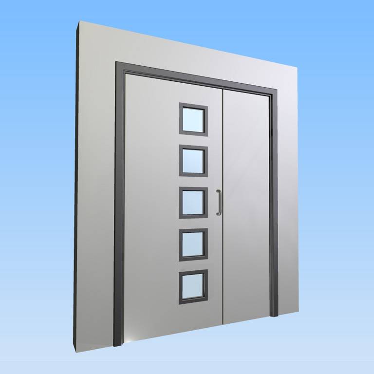 CS Acrovyn® Impact Resistant Doorset - Unequal pair with type VP5 Vision Panel