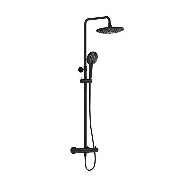 A4720536VUK- Aquaheat Bliss 240 thermostatic shower column with 2F overhead, Matt Black - Shower Set