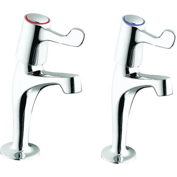 Twyford Sola Set Of Washbasin Taps, Deck-Mounted, Single-Lever Mixer, Tall Design, Lever Actuation