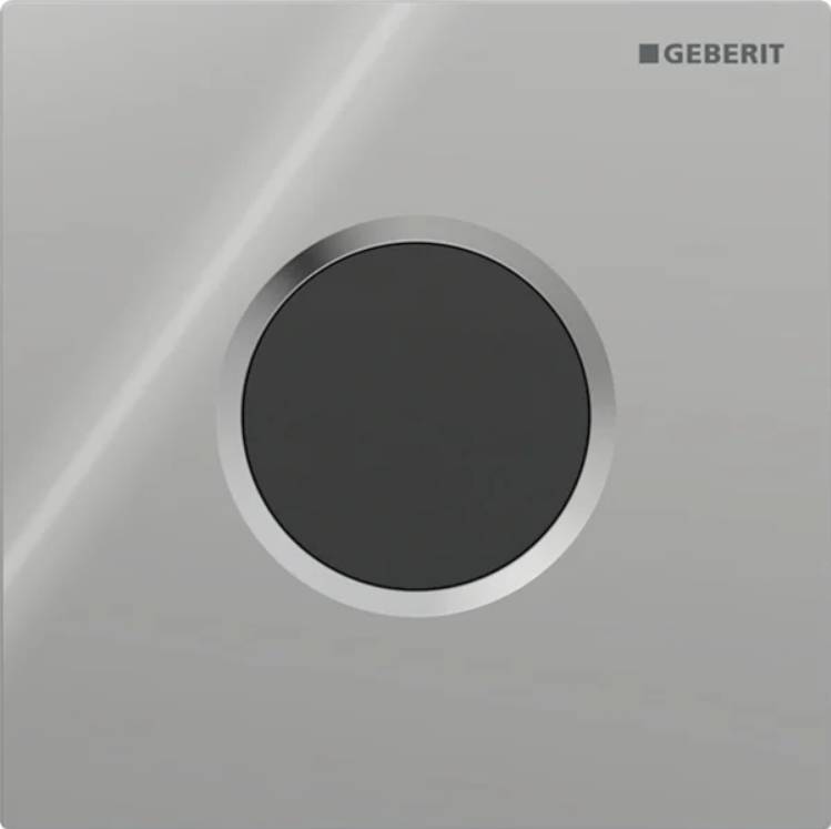 Geberit urinal flush control with electronic flush actuation, battery operation, Type 01 cover plate, round