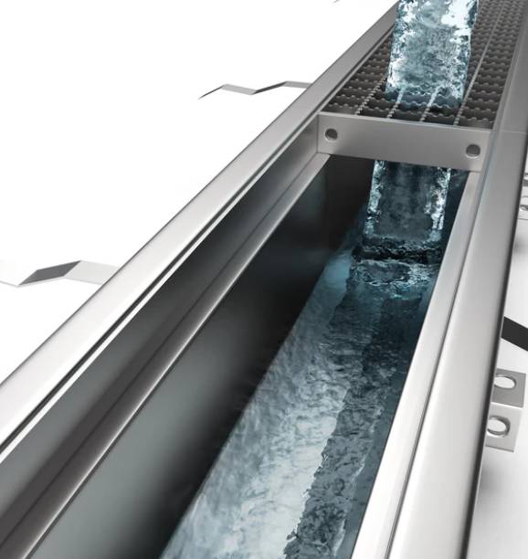 Modular LD100 Stainless steel channel drain with mesh anti-slip grating B125  - Drainage Channels with Grating