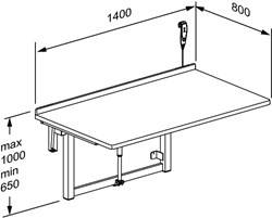 Baby and small child changing table, 800 x 1400 mm, electrically height adjustable, foldable, wall-mounted  R8722000 - Baby Changing Unit